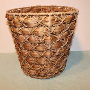 Bathroom Trash Can - Natural, Woven  Wicker Waste Basket for Office